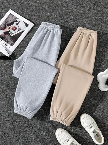 Image of Floerns Girl's 2 Pcs Elastic Waist Jogger Pants Active Running Sweatpants