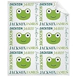 Frog Custom Baby Blanket-Personalized Name Throw for Girls Boys-Gift for Infant Newborn Kid Soft Flannel Blanket 60