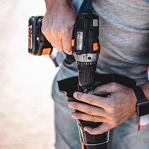 DELTAFOX 20V Akkuschrauber inkl. 2x 2.0 Ah Akku & Ladegerät + 34 tlg. Bit-/ Bohrer Set (45NM, LED Licht, Gürtelclip, 21+1 Stufen, 2 Gänge, Schnellspannbohrfutter) – Bild 7