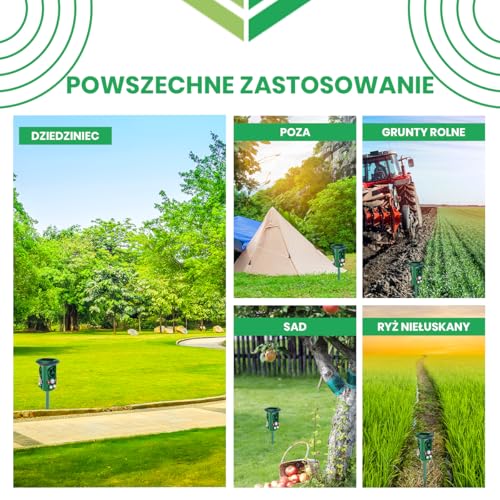 Odstraszacz kotów Fleau Garden PRO - Odstraszacz zwierząt - Ultradźwiękowy - Energia słoneczna - kun - gołębi - szkodników - Wodoodporny (Zielony — ochrona 360°)