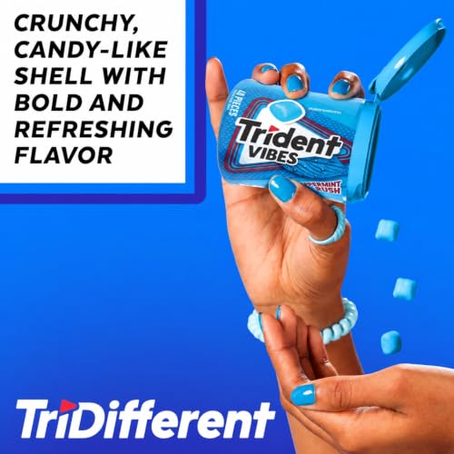 Image of Trident Vibes Sugar Free Chewing Gum, Peppermint Rush Gum, Regular Size, 40 Piece Bottle