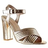  Angkorly - Zapatillas Moda Sandalias Tacón escarpín Abierto Mujer líneas Acabado Costura Pespunte Tanga Talón Tacón Ancho Alto 10.5 CM - Champán 88-113 T 40
