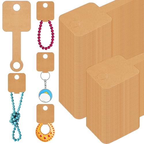 Ctosree 1000 Pcs Self Adhesive Bracelet Display Card Necklace Display Jewelry Packaging Selling Card for Keychain Earring Necklace Hairband and Scrunchies Hanging, 3.94 x 1.57 Inches(Brown)