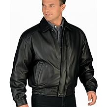 Men&rsquo;s Luxury Leather Bomber Jacket &ndash; Genuine Leather American Style with Broad Shoulder Fit