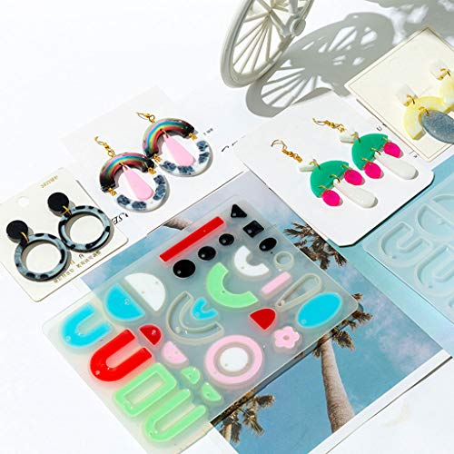 SUSHUN Molde geométrico de resina epóxi de cristal para brincos com pingente de orelha, molde de sil