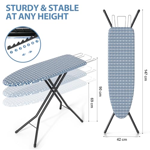 image for KINGBOARD Foldable Ironing Board Full Size, Iron and Ironing Board Set