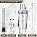 Tiawudi 23oz Glass Cocktail Shaker Set, 4PCS Bartender Kit, Martini Mixer Shaker with Built-in Strainer, Measuring Jigger, Cocktail Muddler & Mixing Spoon, Bar Tool Set for Bartender and Home Use
