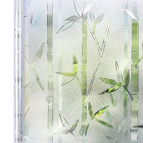 Homein Vinilo Ventana Privacidad Vinilo Mampara Ducha Baño Cristal Electricida Estática, 44.5 * 200cm, Película Ventana Bambú Sin Cola Adhesivo Facíl Desmontar y Reutilizar Cocina Oficina Anti UV