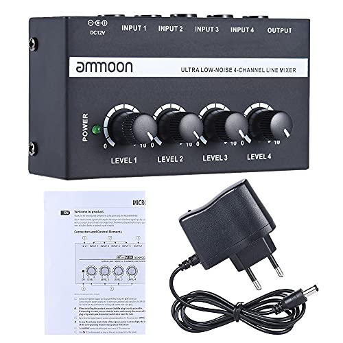 Tomshin MX400 Ultra-compacto de baixo nível de ruído 4 canais de mixagem mono de áudio com adaptador