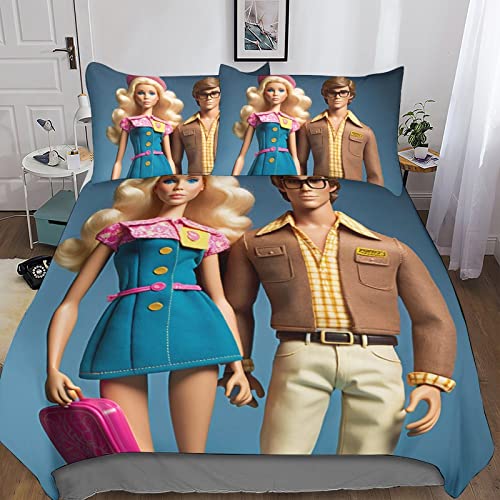 Barbie Funda Nórdica con Cremallera, Barbie Doll Juego De Ropa De Cama De Microfibra Suave Y...