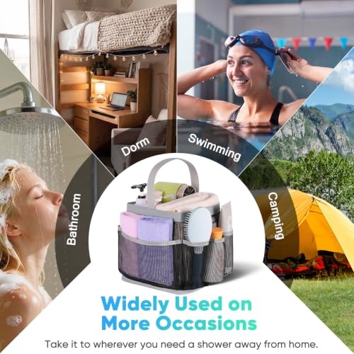 Image of EUDELE 2 Pack Mesh Shower Caddy Portable for College Dorm Room Essentials, Shower Caddy Dorm with 9-Pocket Large Capacity,Shower Bag for Beach,Swimming,Gym