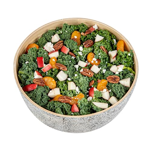 Restaurantware Bamboo Salad Bowl 1 Count 30 Oz Greaseproof Freezable Round Serving Bowl, Hot and Cold Food Friendly Handmade Bamboo Serving Utensils, Gray by Restaurantware - Used condition - Image 8