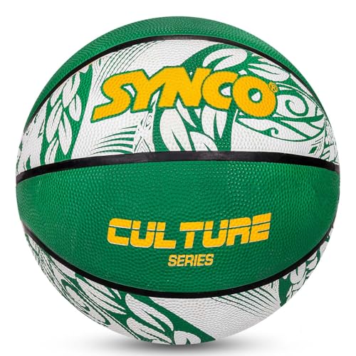 Image of Synco Culture Basketball Size 6 | Women's Official Basketball | Moulded Technology | 8 Panel | Indoor & Outdoor Games & Training (Green White)