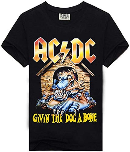 INSTO Los Hombres de Cuello Redondo de la Camiseta de Acdc Impreso Carta de Manga Corta Camiseta Que Basa la Camisa Floja Simple tendencia del ocio / 1 / XL