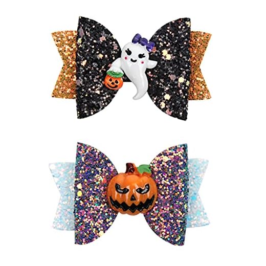 Love Sweety Baby Rose Tiara infantil de Halloween Abóbora com laço de cabelo, 2pc Shiny a, tamanho �nico