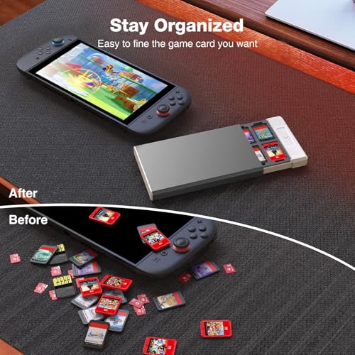 Image of HEIYING Switch Game Card Case for Nintendo Switch /Switch OLED /Switch Lite Game Card or Micro SD Memory Card, Metal Switch Game Holder with 20 Game Card Slots and 20 Micro SD Card Slots
