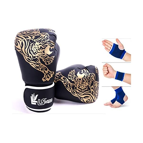 SFEEXUN-Kids-Boxing-Gloves-for-Ages-5-12-Boys-Girls-Leather-Punching-Gloves-for-Punching-Bag-Kickboxing-Muay-Thai-MMA-Sparring-Training SFEEXUN Kids Boxing Gloves for Ages 5-12, Boys Girls Leather Punching Gloves for Punching Bag Kickboxing Muay Thai MMA Sparring Training (Black, 6oz)