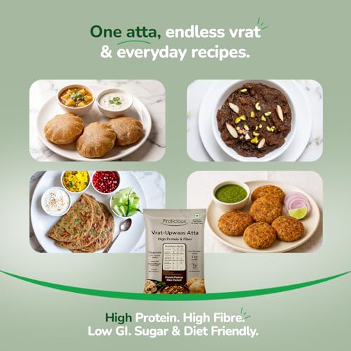 Image of Protein & Fibre Rich Atta, 97g Protein + 52g Fibre, Low GI, Gluten Free, Vegan, Little Millet & Buckwheat Flour, Suitable for Diabetes & PCOS Diet, 450g
