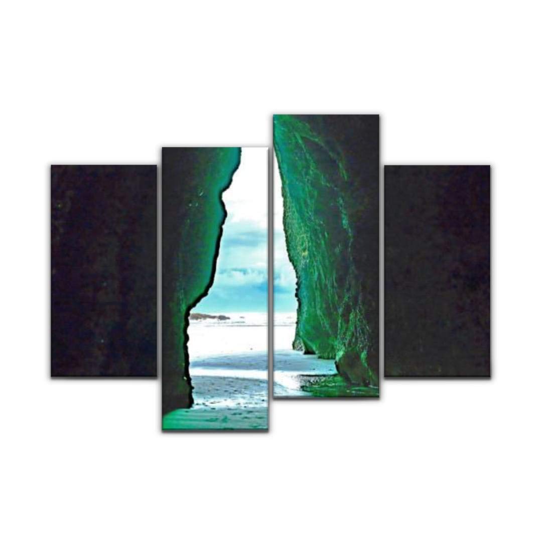 4 Panel view through archway rocks to dramatic sky and sea south islands and Canvas Pictures Home Decor Gifts Canvas Wall Art for your Living Room