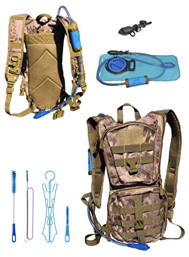 Outtracker All in ONE Tactical MOLLE Hydration Backpack 3500L Water Filtration System, 2L Water Bladder Daypack or Water Bag for Sports, Hiking, Hunting, Air-Soft and Cycling.