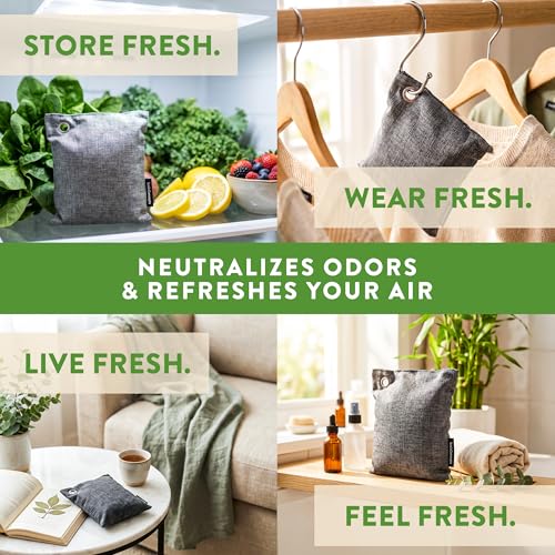Image of Charcoal Odor Absorber for Strong Odor (6 Pack, 100g each), Bamboo Charcoal Air Purifying Bag, Basement Musty Odor Eliminator Deodorizer, Activated Charcoal Odor Absorber for Closet, Shoe, Car
