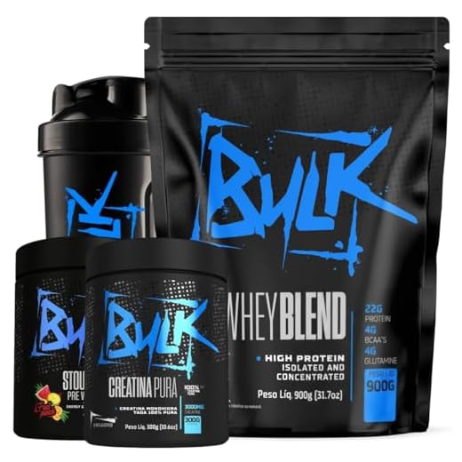 Kit Whey Blend Protein Morango 1kg + Creatina Monohidratada 100% Pura + Pré-treino + Coqueteleira (1kg, Sabor Morango)