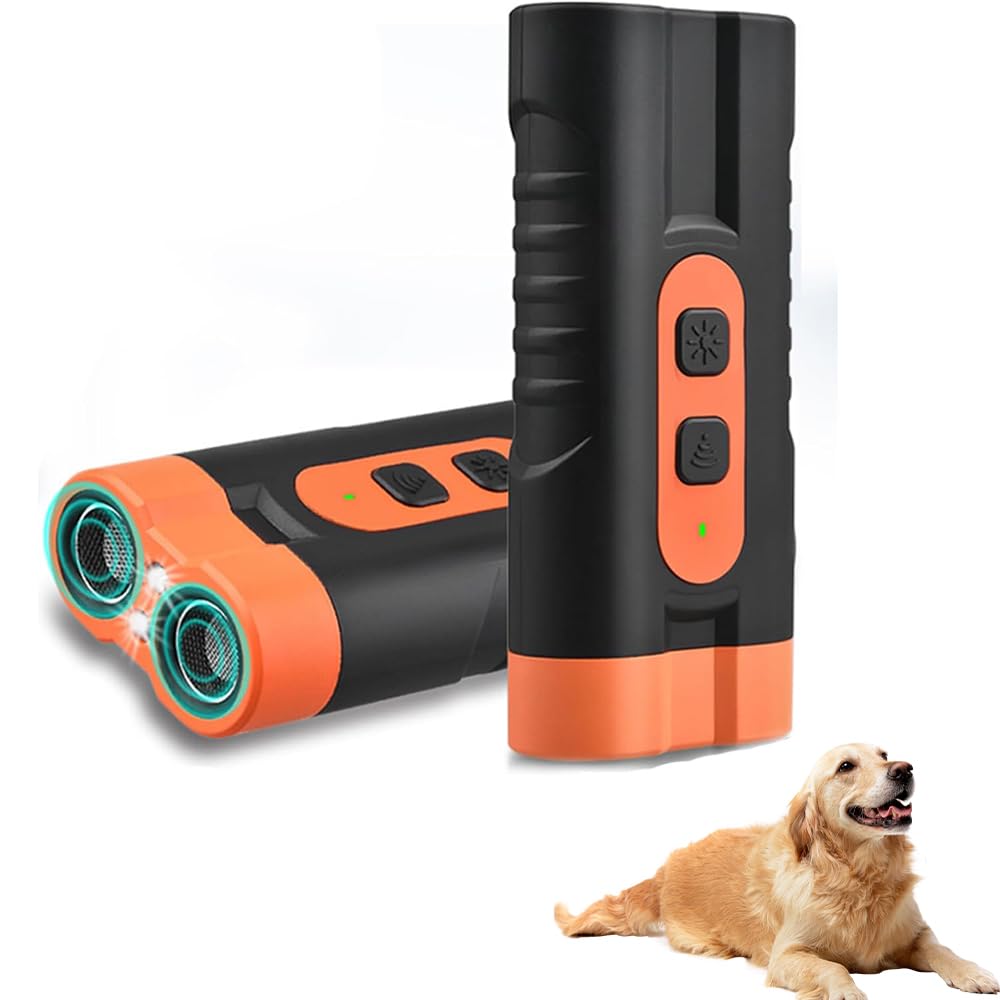 Ultrasonic Dog Bark Deterrent Device,Bark Shield Anti Barking Device for Dogs, Stop Barking Dog Device Control with HD Display and LED Flashlight,for Indoor Outdoor Small, Medium & Large Dogs (B,2PCS)