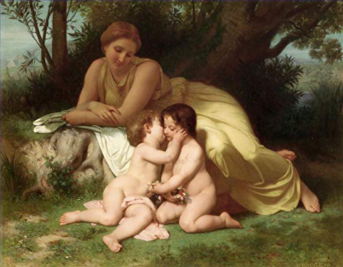 Toile peinture à l'huile Bouguereau décoration murale salon ambiance classique