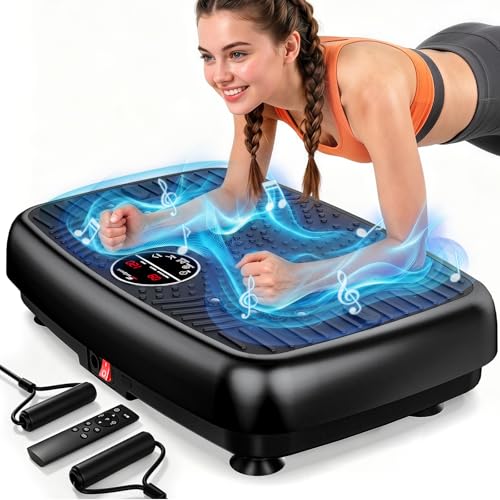 Image of Vibration Plate Exercise Machine, EvoSpark Dual Motor Vibrating Plate for Lymphatic Drainage Weight Loss 450 Lbs Capacity, 120 Levels Full Body Workout Shake Platform Machines for Women Men