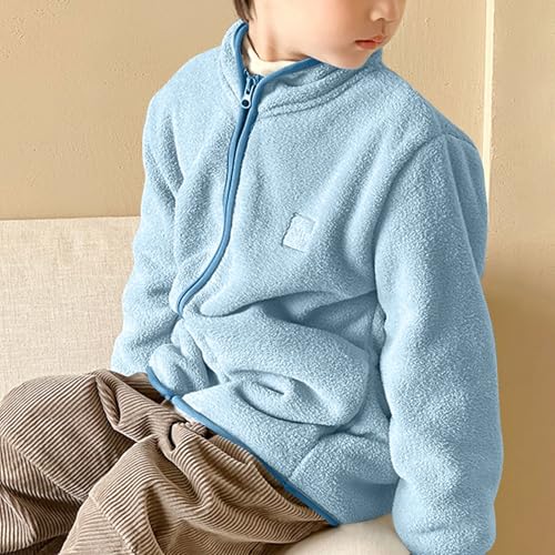 Toddler Fleece Jacket Kids Lightweight Fuzzy Outerwear Boys Girls Long Sleeve Fall Winter Coat 2-14 Years4