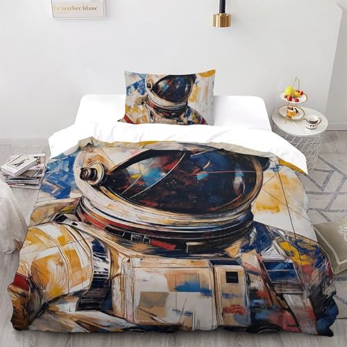 Housse de couette astronaute 135x200 parure lit espace microfibre - 2