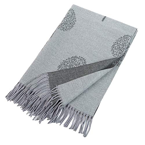 Couverture réversible grise motif mûrier épaisse World of Shawls