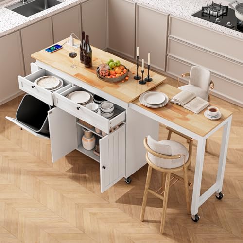 ONBRILL Kitchen Islands with Extendable Dining Table,...