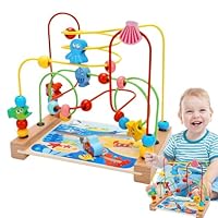 Roller Coaster Bead Maze – Wooden Activity Table Toy, Colorful Bead Track Game | Educational Sensory For Kids Age 1 2 3, Learning Toy, Motor Skills Development Preschool Playtime