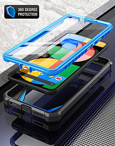 Coque Google Pixel 5A 5G antichoc hybride intégrale robuste bleu avec protège écran tactile