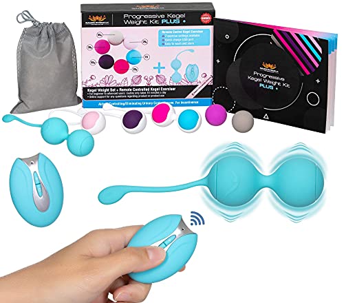 Ben Wa Progressive Kegel Balls Kit PLUS +: 6 Weights for Woman Tightening + Remote Controlled Kegel, Beginner to Advance Strengthen Pelvic Floor Muscle Recovery & Resolves Incontinence Bladder Control