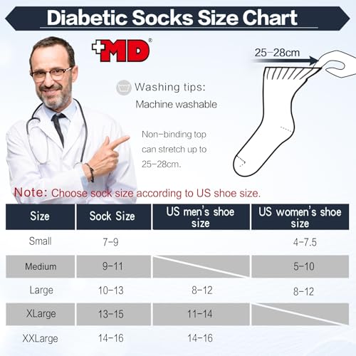 Image of +MD Bamboo Viscose Ankle Diabetic Socks for Men & Women, 6 Pairs, Soft Cushioned, Non-Binding Loose Top, Extra Wide