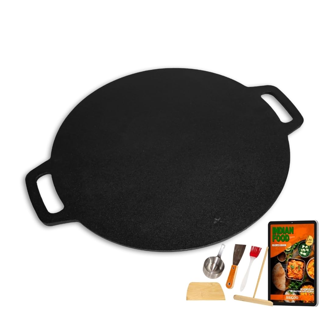 Żeliwna patelnia Dosa z nieprzywierającymi narzędziami do naleśników, Comal do tortilli, patelnia do pizzy - idealna do robienia indyjskich dosa