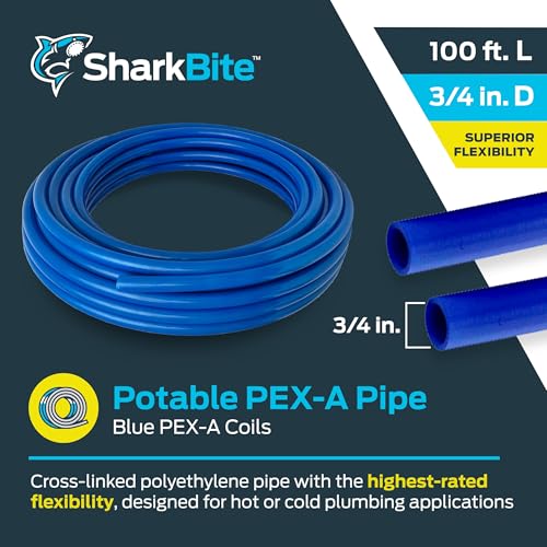 Image of SharkBite 3 /4 Inch x 100 Feet Blue PEX-A, Made in the USA, Flexible Water Pipe Tubing for Plumbing, UA70B100
