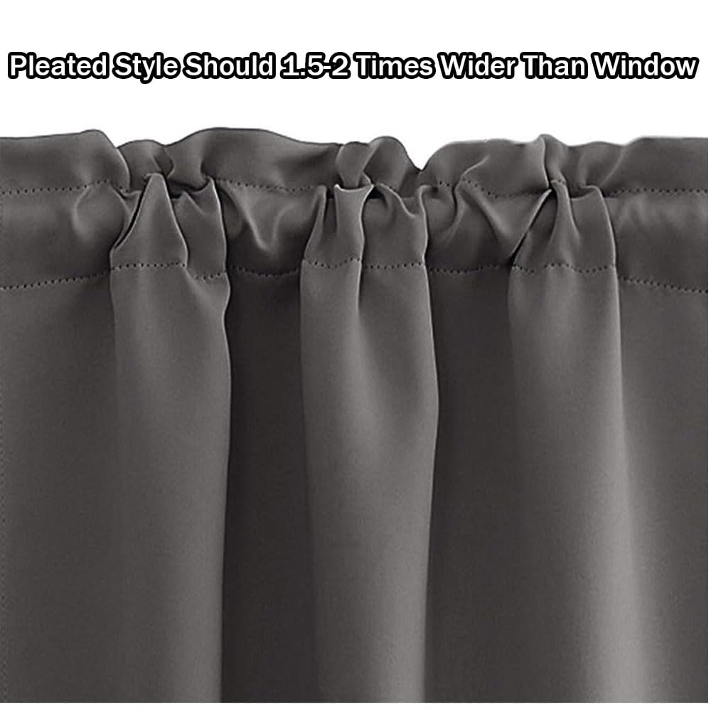 Lot de 2 rideaux de cuisine courts de couleur unie kaki pour décoration rustique de style ferme, parfaits pour salles de bains et placards, 152 x 60 cm, installation facile avec tringle