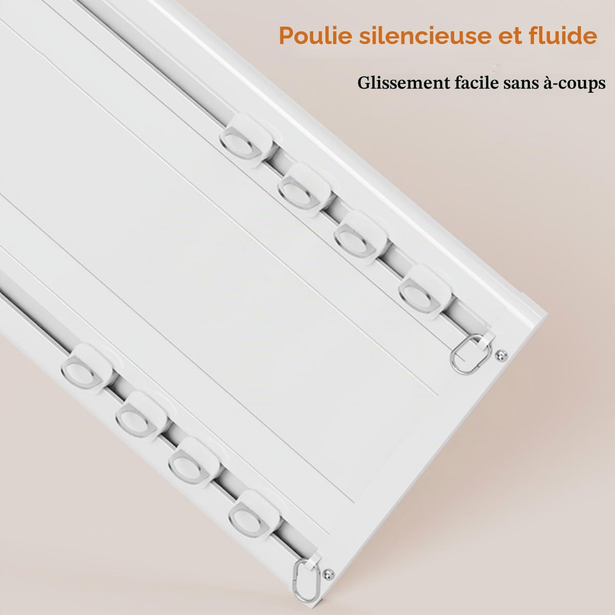Rails de Rideau au Plafond à Rideaux à Double, Tringle de Rideaux à Rails à Double Rangée, 1-6m Rails Plafond Rideau en Aluminium pour Salon Chambre à Coucher(White,1.3m(4.3ft))