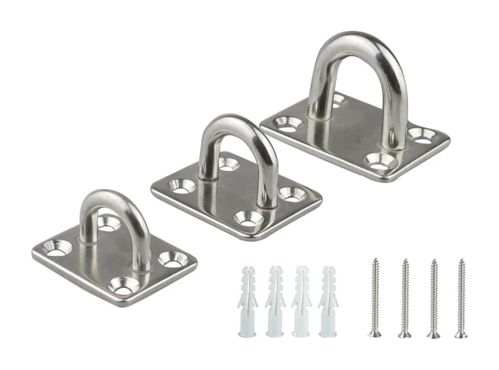 EAmrfvqt Hammock Hooks Hanger, Stainless Steel Eye Plate Pad Eyes Marine Hardware Multiple Sizes(M8)
