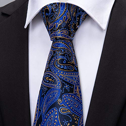 Barry.Wang Paisley stropdassen voor heren met bijpassende pochet en manchetknoop in een set - Image 6