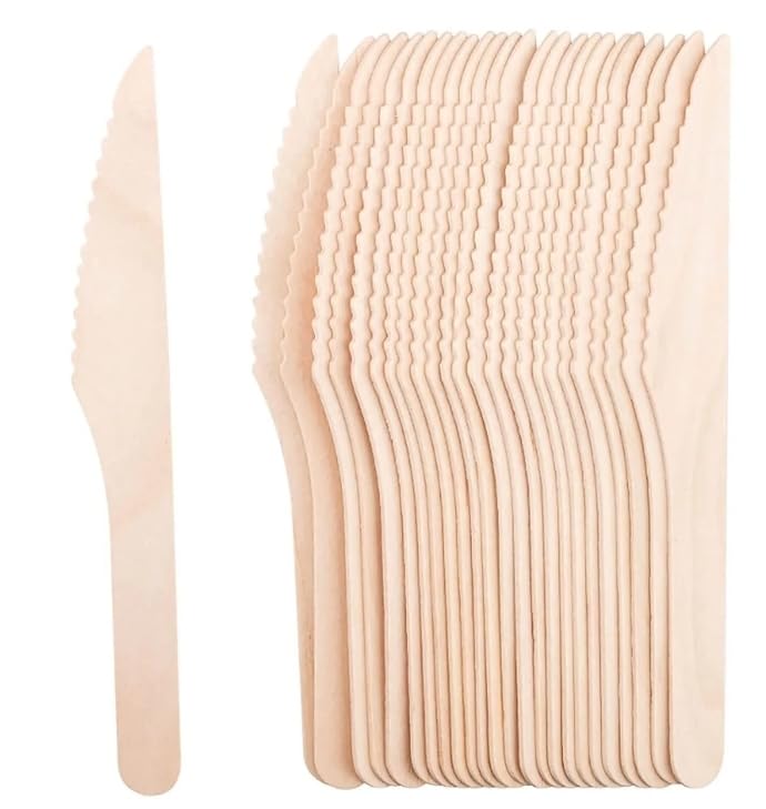 Wooden Cutlery Eco Biodegradable Knives, Forks, Spoons, Teaspoons (Knife, 500)