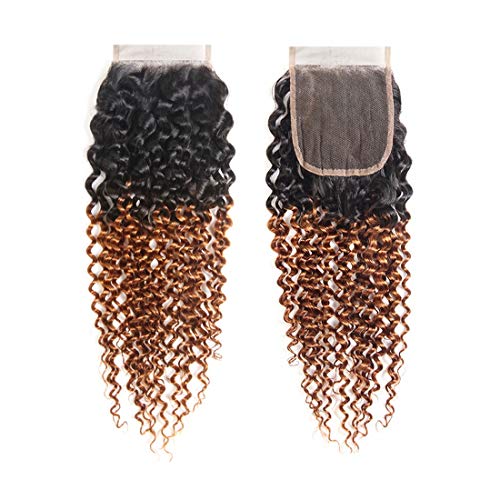 KESEN Hair 10A Grade ombre Brazilian virgin hair Curly wave 1B/30 Color Closure 10