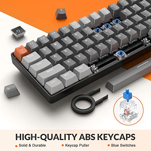 Image of MAGIC-REFINER RK68 60% Wireless Mechanical Keyboard, Bluetooth 5.0 /2.4GHz with 2 in 1 Dual Mode Receiver, Ergonomic Compact Gaming Keyboard 68 Keys Blue Switch for Mac Windows PC