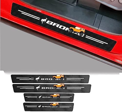 ABSWER 4PCS Car Door Sill Protector Fit for Bronco Carbon Fiber Sticker Door Entry Guard Threshold Scratch Protection Sticker for Bronco 2021 2022 2023