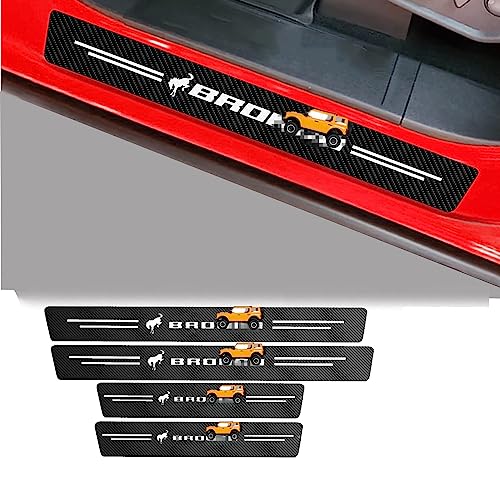 Abswer 4Pcs Car Door Sill Protector Fit For Bronco Carbon Fiber Sticker Door Entry Guard Threshold Scratch Protection Sticker For Bronco 2021 2022 2023 #TOP1