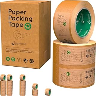 Pandabode Kraft Paper Packing Tape 48mm x 50m | Brown Paper Tape for Strong Parcel Packaging | 1/3/6/12 Pack | Recyclable & Eco Friendly (3)