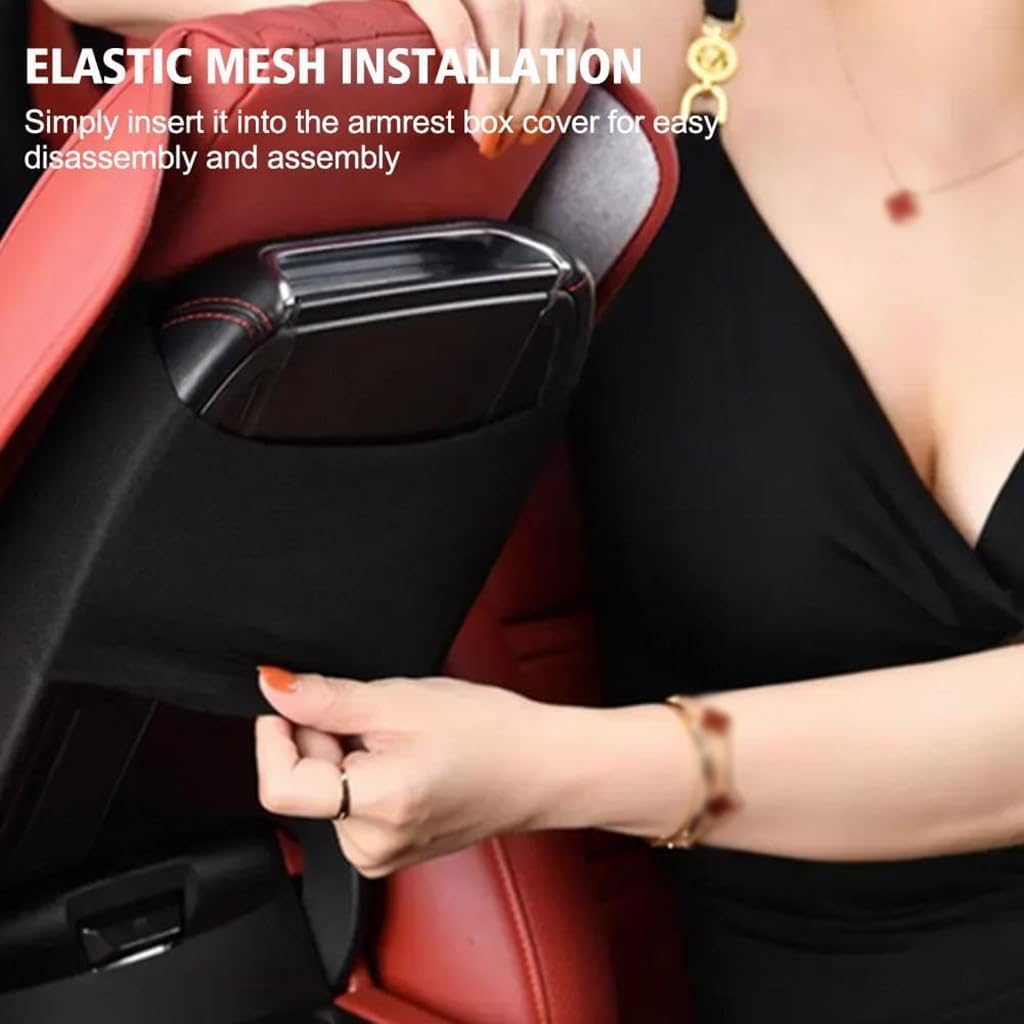 Tappetino per Bracciolo per Auto per Toyota C-HR 2016-2020 2021 2022 2023 2024 2025 2026, Pelle Cuscino per Console Centrale per Auto Accessori per la Decorazione,A-Black